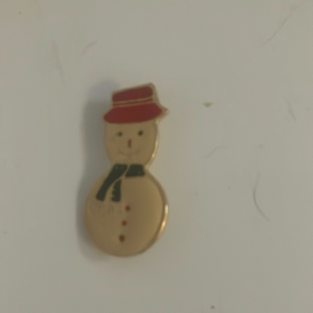 Enameled snowman brooch